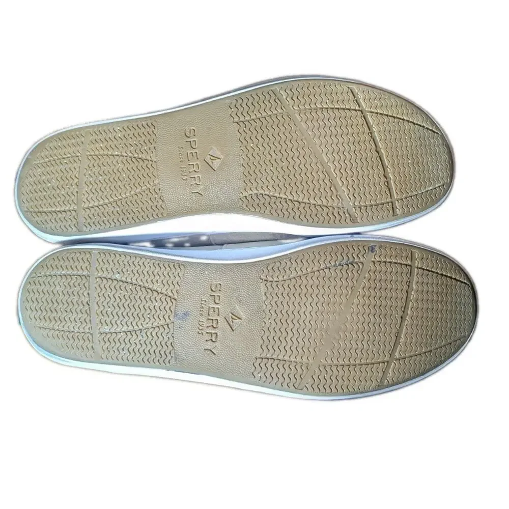 Sperry Top Sider Mens Boat Shoes sz 13 Beige Canvas Gray Deck STS16252